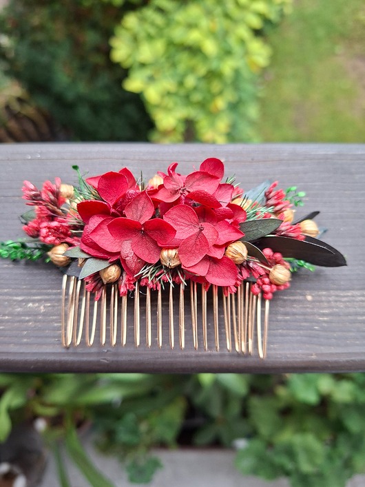 spinki i klamry do włosów Mini grzebyk do włosów z suszonych kwiatów