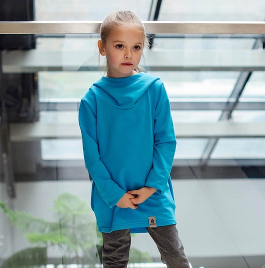 Bluza Dziewczęca z Kapturem turkusowa GEEKID
