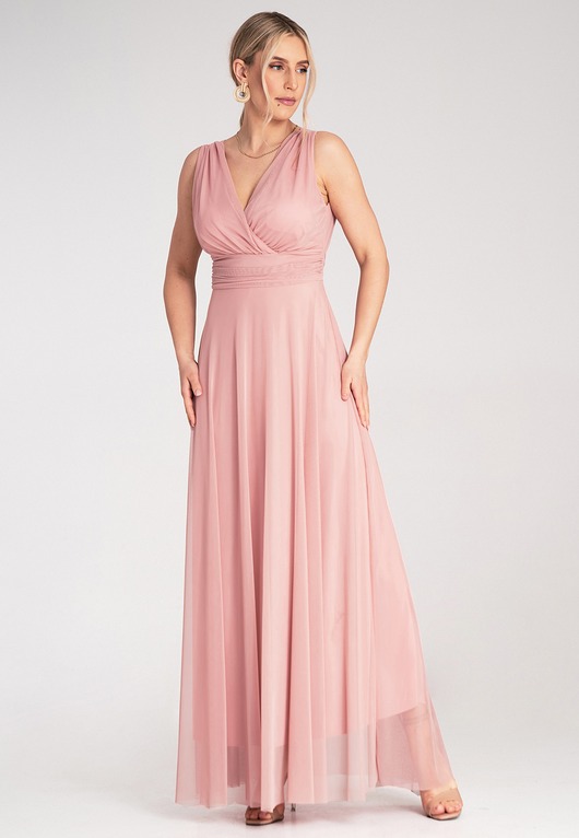 sukienki maxi damskie Elegancka kopertowa sukienka maxi na ramiączkach na wesele - M1186