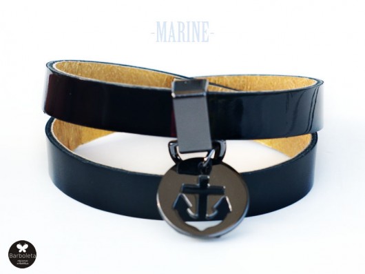 bransoletka skórzana Marine Black Jack II barboleta