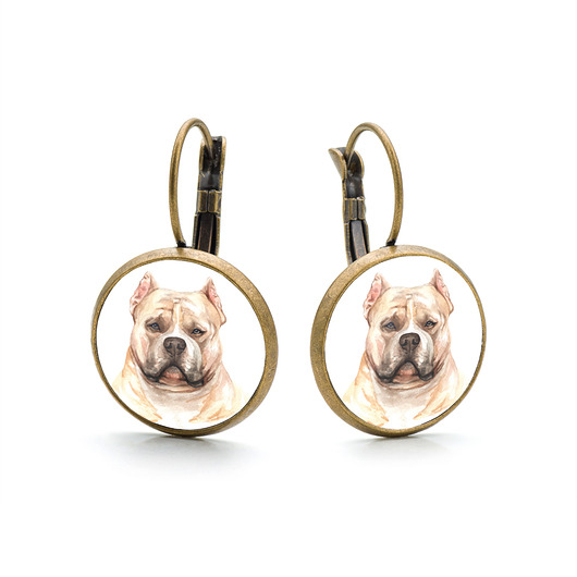 kolczyki - inne Kolczyki wiszące AMERICAN BULLY rasowy pies