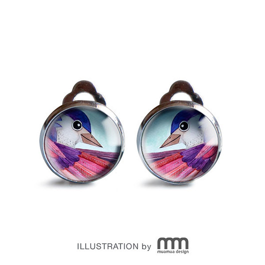 VIOLET BIRD klipsy muamua design