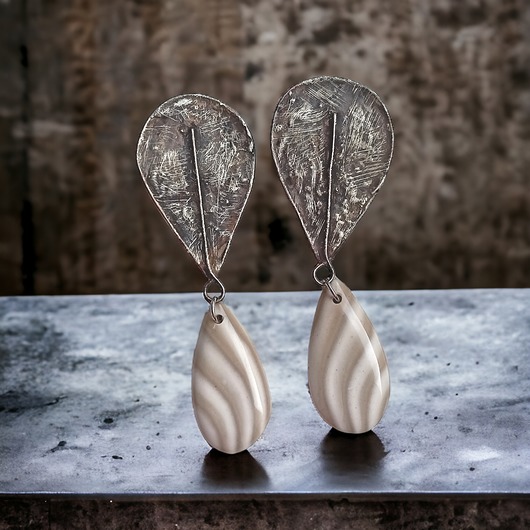 klipsy UNIKATOWE klipsy : krzemień pasiasty