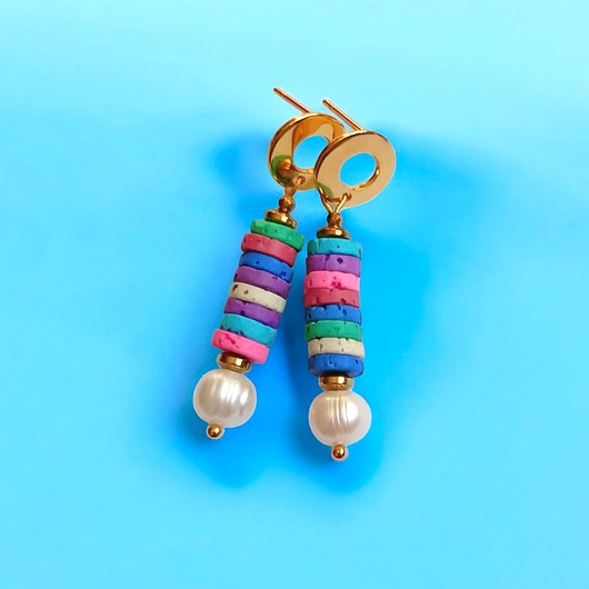 kolczyki z kamieniami Kolczyki SUMMER COLLECTION : sztyfty kółka