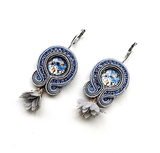 kolczyki soutache Sutaszowe kolczyki SIDI BOU SAID z kwiatami