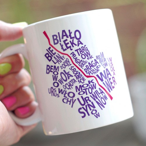 Kubeczek Warszawski fioletowy ONE MUG A DAY