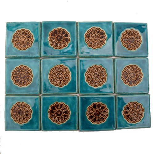 dekory ceramiczne mandale turkus i brąz Dekornia
