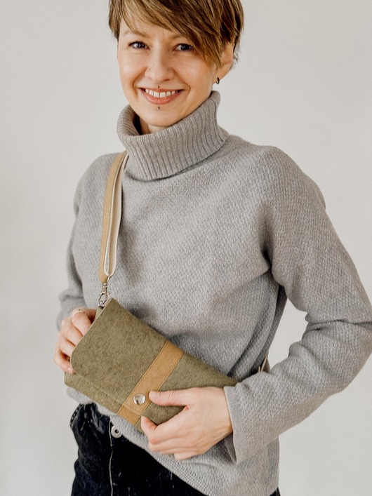 saszetka nerka Marmollada - torebka filcowa nerka MIĘTOWA + b