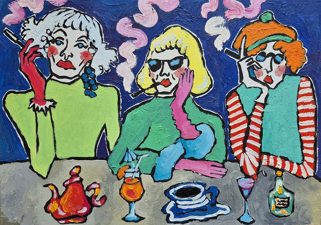 obrazy Obraz  fowizm damy rozmowy przy kawie