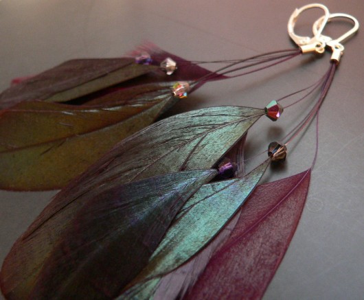 liście fioletowe i kryształ Swarovski Stella