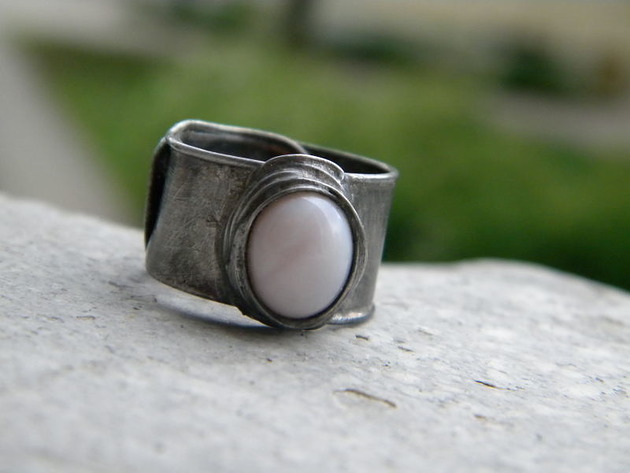 pierścionki - różne Opal różowy - pierścionek