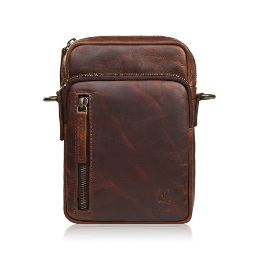 torby i nerki męskie Saszetka męska skórzana na ramię brązowa mała funkcjonalna IM-02-BR