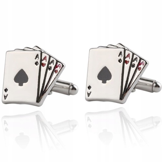 spinki do mankietów SPINKI DO MANKIETÓW koszuli KARTY ASY POKER