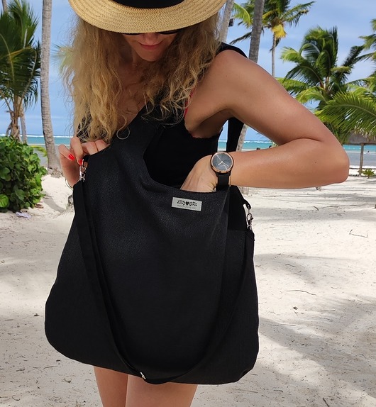 torby XXL Duża torba  worek boho  czarna  XXL na ramię