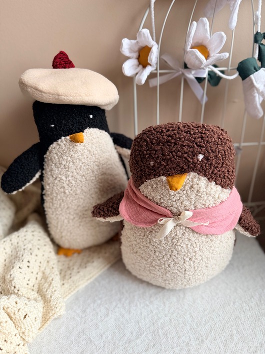 przytulanki dla niemowląt i dzieci 2szt Przytulanki boucle PINGWINEK pingwinki