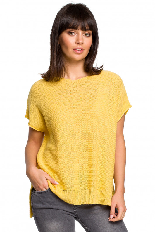 Sweter z dekoltem - żółty(BK-021) Be