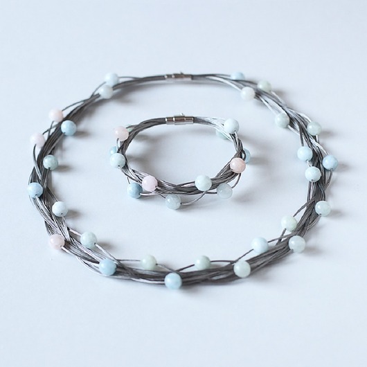 komplet biżuterii Komplet Kolory Poranka z Morganitem