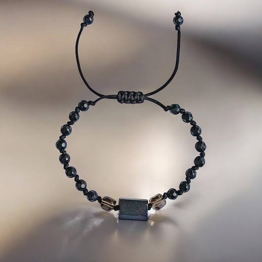 bransoletki z kamieni naturalnych Ochronna bransoletka - czarny turmalin, kwarc dymny, onyks mat