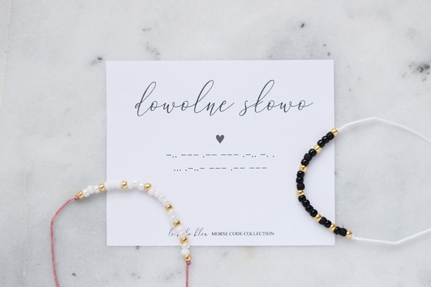 bransoletki na sznurku DOWOLNE SŁOWO bransoletka z alfabetem Morse'a