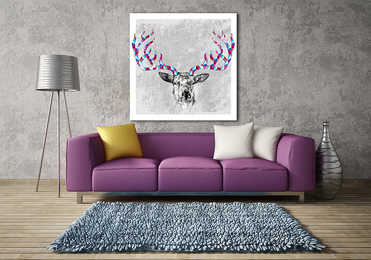OBRAZ NA PŁÓTNIE - JELEŃ DEER- 80x80cm LUdesign gallery
