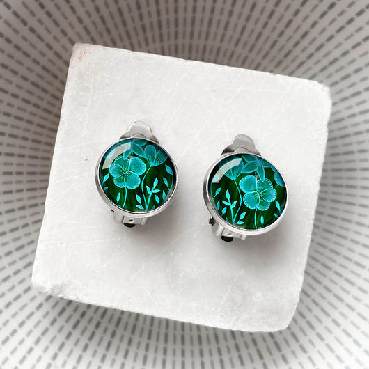 klipsy Green flowers klipsy dla eleganckiej kobiety