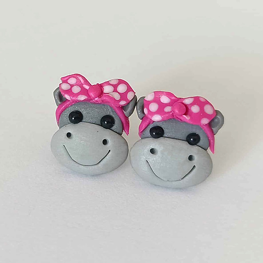 kolczyki z masy plastycznej Kolczyki Hipopotamy