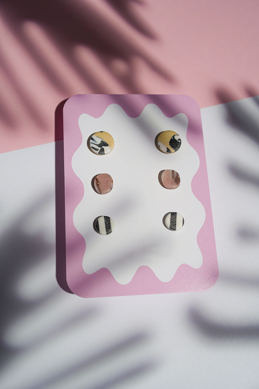 kolczyki z masy plastycznej Zestaw 3 par małych sztyftów