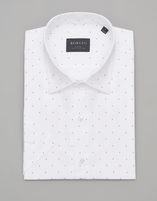 koszule męskie Koszula męska 00303 krótki rękaw biały slim fit 176/182 39