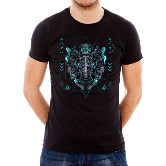 t-shirty męskie Koszulka  z nadrukiem Geometryczny nosorożec