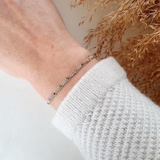 pleciona bransoletka ze złotymi kuleczkami LEI handmade 