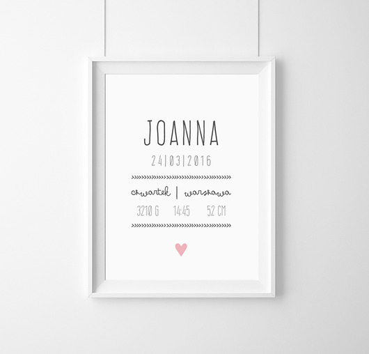 Metryczka Narodziny Dziecka|różne kolory|A4 wejustlikeprints