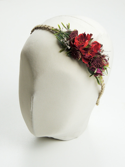 Kwiatowa opaska ślubna boho DEEP PASSION FlodiaAtelier
