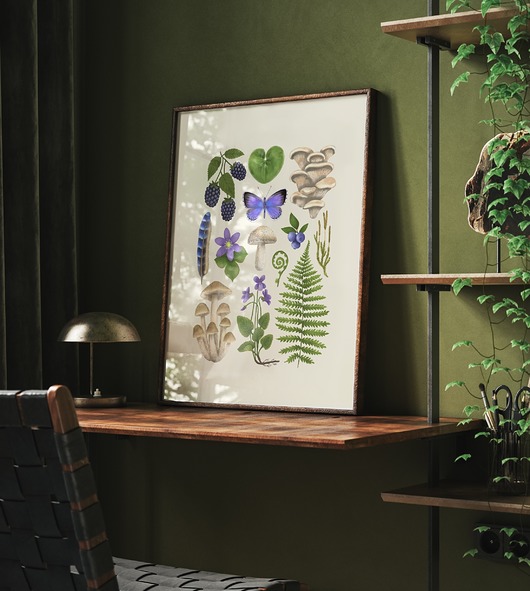 plakaty Plakat "Runo Leśne" kremowe tło 30x40cm