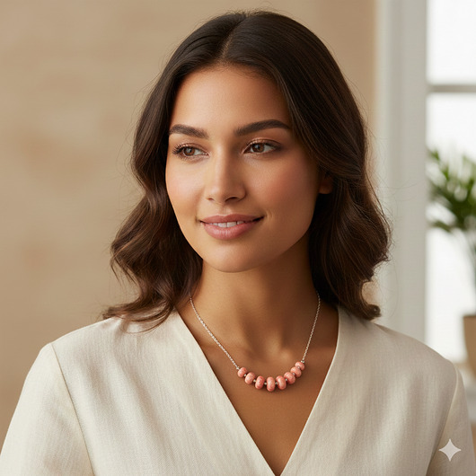 srebrne naszyjniki Piękny, srebrny naszyjnik, srebro 925, z łososiowym jaspisem