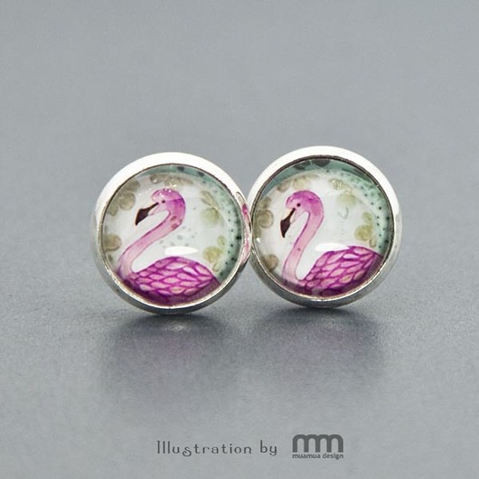 Flamingo kolczyki wkrętki muamua design