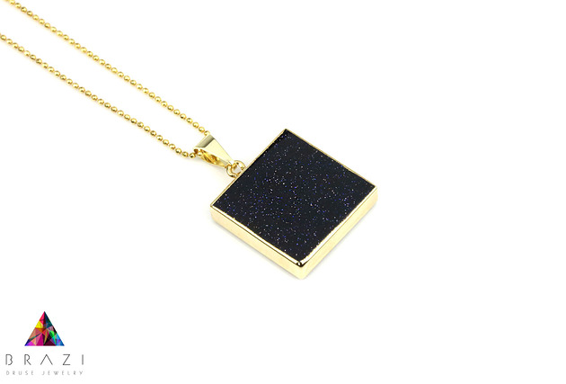 Colare Noc Kairu Kwadrat złoto Brazi Druse Jewelry