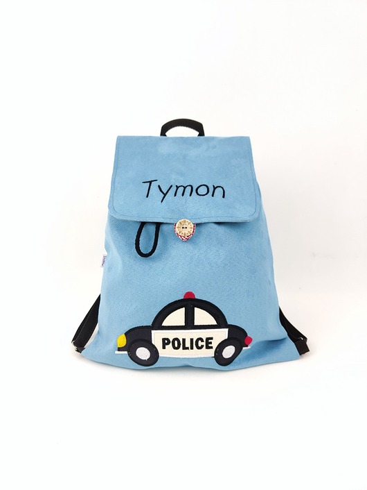 torebki, worki i plecaki dziecięce Prezent dla chłopca - plecak z radiowozem i imieniem