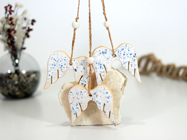 ozdoby choinkowe Anielskie skrzydła ceramiczne - ozdoby choinkowe