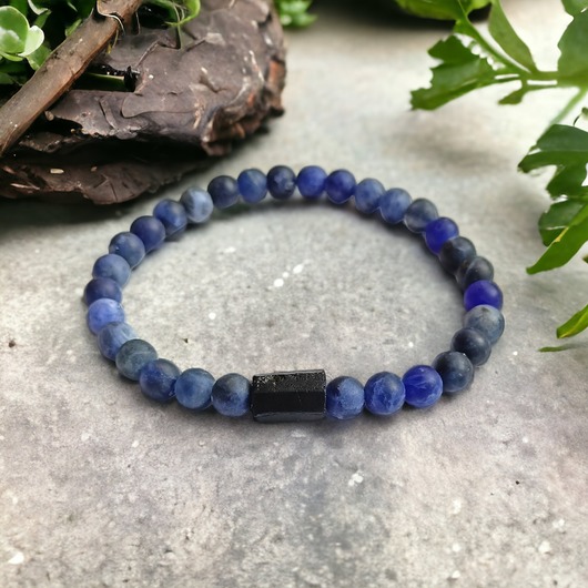 bransoletki z kamieni naturalnych Damska : sodalit & turmalin : ochronne bransoletki