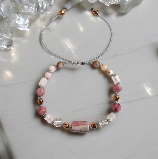 bransoletki z kamieni naturalnych SELF LOVE - amulet - RODOCHROZYT, rodonit, opal, k.górski,  k.różowy