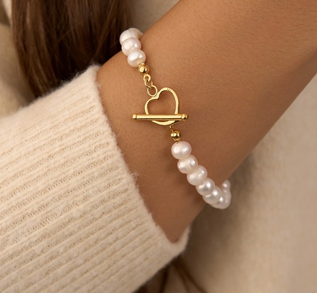 bransoletki złote Bransoletka z naturalnych pereł- srebro 925 pozłacane