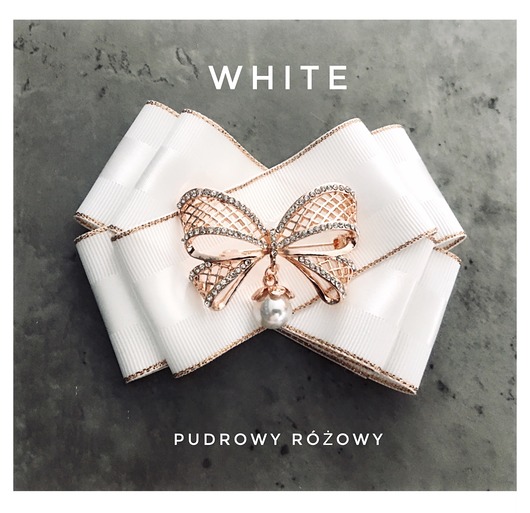broszki Brosza  White z Kokardą Rose Gold