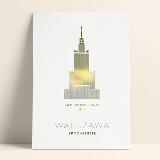 grafiki i ilustracje Plakat złocony - Pałac Kultury i Nauki, PKiN