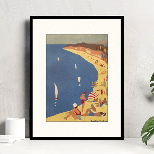 grafiki i ilustracje Plaża w Sopocie / grafika vintage