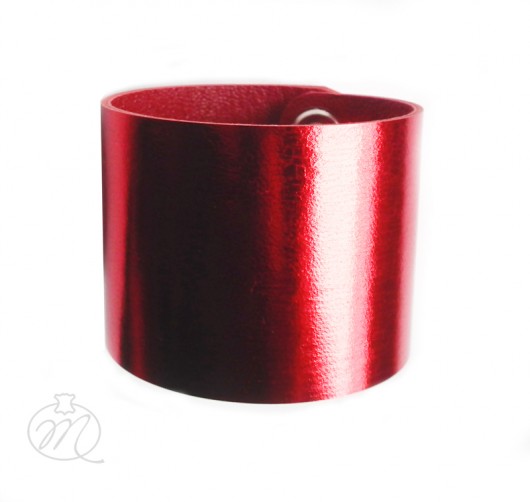 Bransoleta skórzana czerwona metallic połysk Mikashka