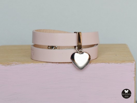 pink heart silver barboleta
