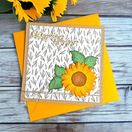 kartki scrapbooking PREMIUM : słonecznik : wszystkiego najlepszego :: uniwersalna kartka