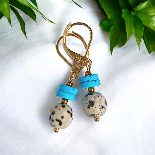 kolczyki z kamieniami JASPER collection : kolczyki krótkie : jaspis & lawa turkusowa