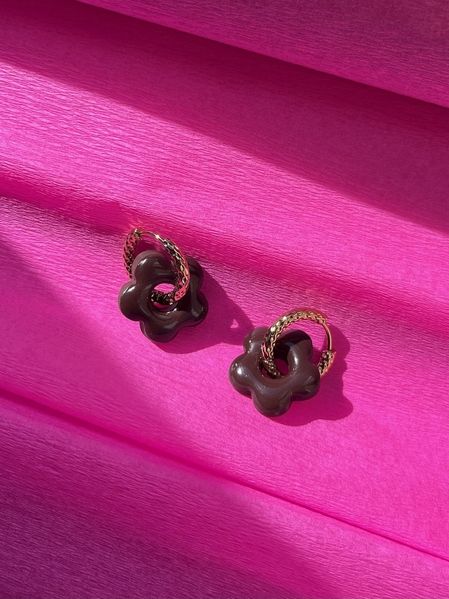 kolczyki z masy plastycznej Kolczyki - fiore marrone