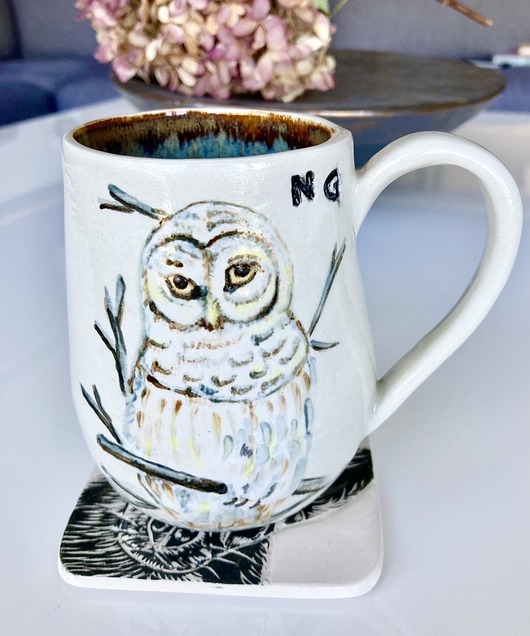 Kubek ręcznie malowany "Sowa NG Autorska bizuteria ceramiczna